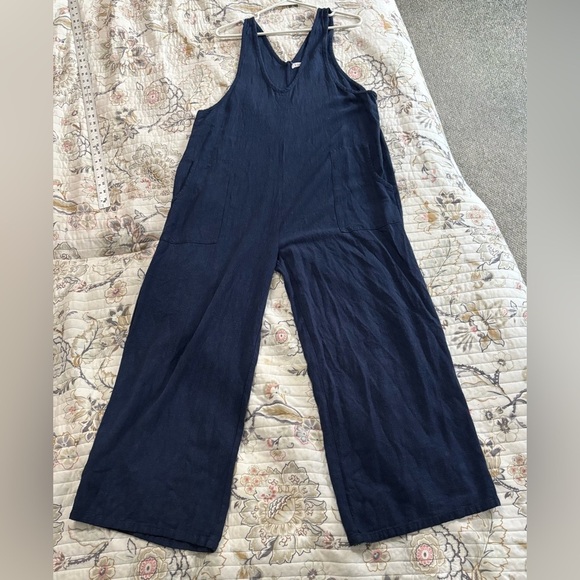 Lola Grace Pants - Vintage Sleeveless Blue Super Wide Leg Jumpsuit